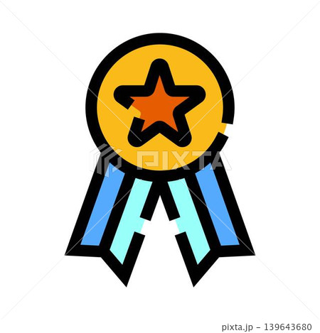 Golden star award ribbon representing achievement and quality Golden star award ribbon representing achievement and quality 139643680