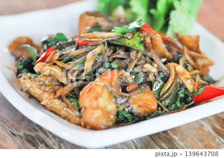 stir fried fish , stir fried bass or stir fried Sea bass fish with pepper and Chinese key or lesser ginger or spicy fish stir fried fish , stir fried bass or stir fried Sea bass fish with pepper and Chinese key or lesser ginger or spicy fish 139643708