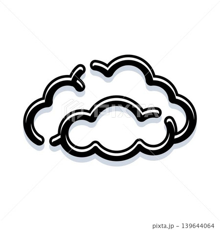 Cloud outline drawing with shadow on white background 139644064