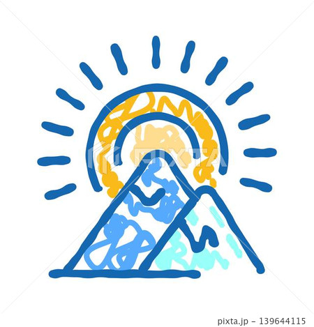 Doodle sketch drawing mountains sunrise or sunset Doodle sketch drawing mountains sunrise or sunset 139644115