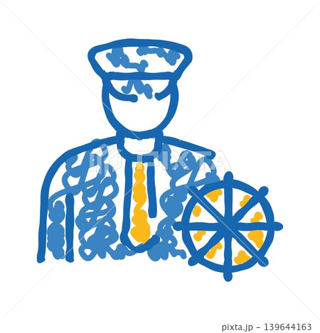 Ship captain navigating steering wheel sketch drawing 139644163