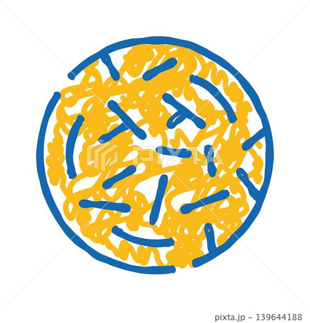 Abstract blue and yellow doodle circle drawing Abstract blue and yellow doodle circle drawing 139644188