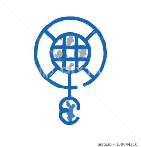 Hand drawn blue dreamcatcher symbol with musical notes Hand drawn blue dreamcatcher symbol with musical notes 139644210