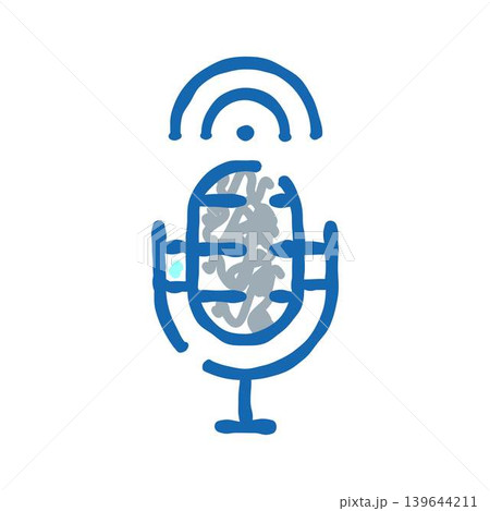 Microphone transmitting audio waves for broadcasting podcasting live Microphone transmitting audio waves for broadcasting podcasting live 139644211