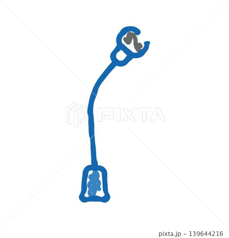 Blue cartoon graphic drawing of mechanical claw grabbing 139644216