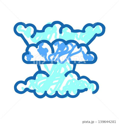 War explosion mushroom cloud blue doodle drawing 139644281