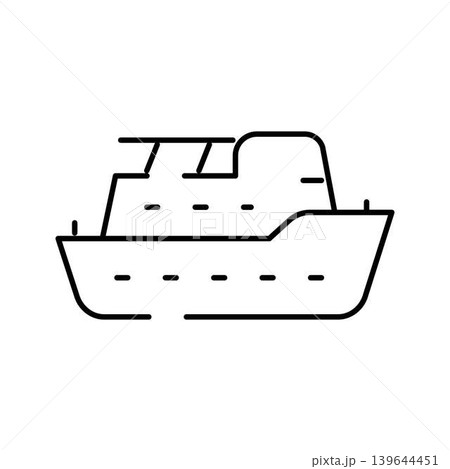 Cruise ship or ferry line art icon illustrating sea travel 139644451