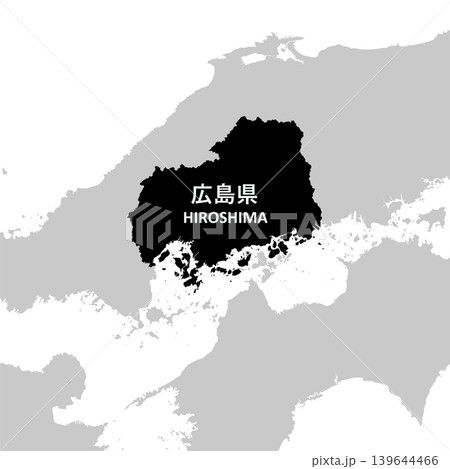 日本のベクターイラスト地図素材:広島県全体地図 日本のベクターイラスト地図素材:広島県全体地図 139644466