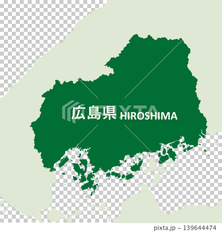 日本廣島縣地圖向量插圖素材 日本廣島縣地圖向量插圖素材 139644474