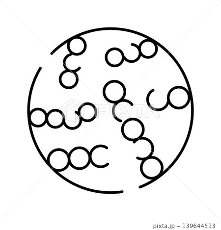Microorganisms line art icon in petri dish Microorganisms line art icon in petri dish 139644513