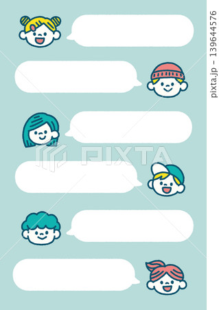 子供 かわいい チャット風 顔アイコン 手描き イラスト 139644576