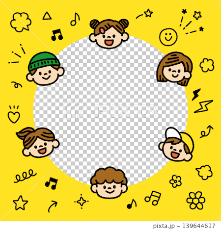 Cute children's frame illustration, face icon, hand-drawn, square. Cute children's frame illustration, face icon, hand-drawn, square. 139644617