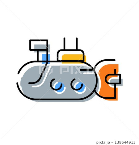 Submarine boat navigating underwater expedition travel icon 139644913
