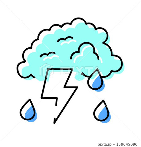 Cloud with lightning and rain icon weather symbol concept Cloud with lightning and rain icon weather symbol concept 139645090