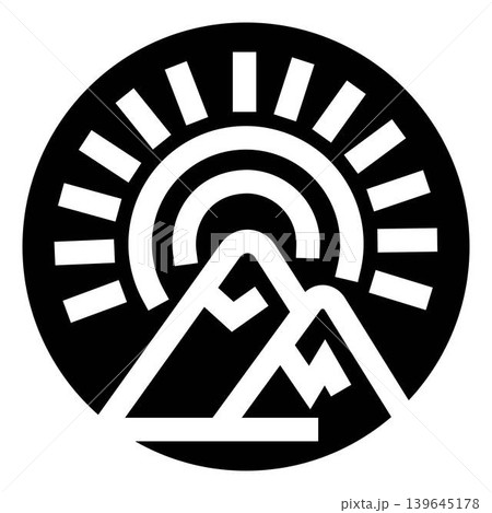 Sunrise mountain outdoor adventure logo icon design 139645178