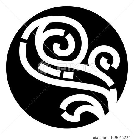 Arabic calligraphy art forming abstract swirl design in circle 139645224