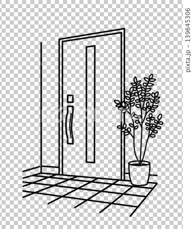 Front door as seen from the outside - line drawing Front door as seen from the outside - line drawing 139645306