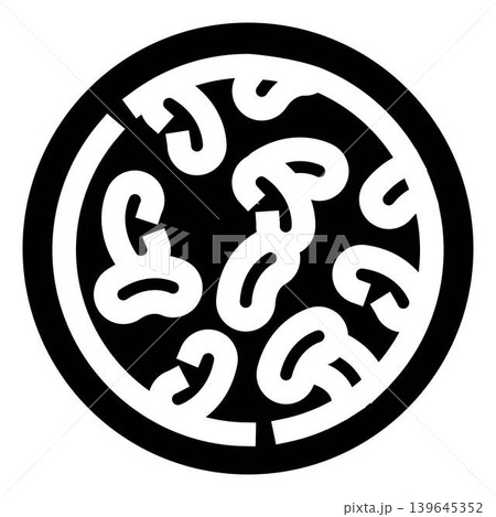 Pizza icon with mushroom topping in monochrome Pizza icon with mushroom topping in monochrome 139645352
