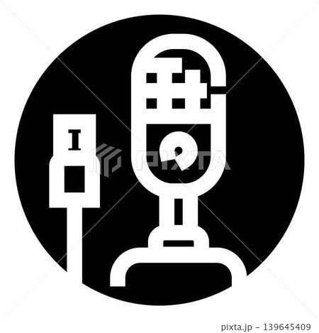 Usb retro microphone icon for podcasting and broadcasting 139645409