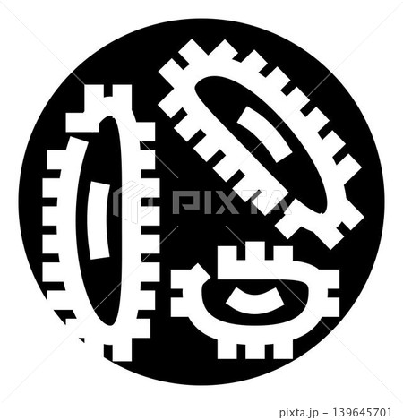 Gears interlocking within a circular machine mechanism icon Gears interlocking within a circular machine mechanism icon 139645701