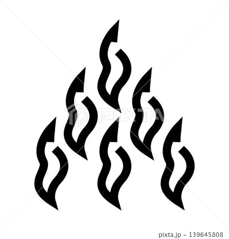 Black and white fire flames icon burning graphic Black and white fire flames icon burning graphic 139645808
