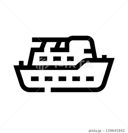 Passenger cruise ship line icon for travel application 139645842