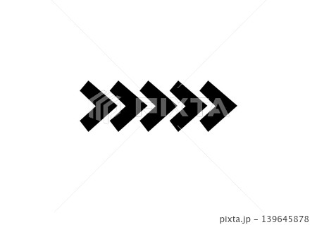 Row of Five Black Chevron Arrows Pointing Right Symbolizing Direction Forward Progress and Motion Row of Five Black Chevron Arrows Pointing Right Symbolizing Direction Forward Progress and Motion 139645878