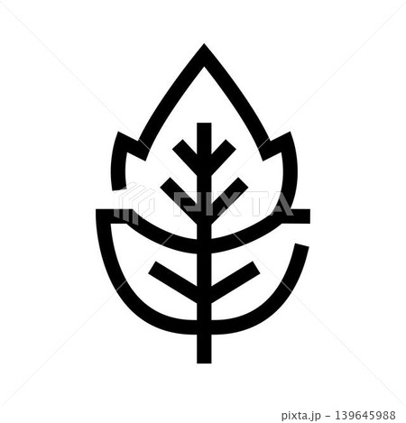 Stylized plant leaf line icon representing nature 139645988
