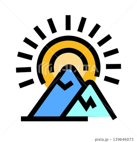 Mountains and sun icon representing nature and travel 139646073