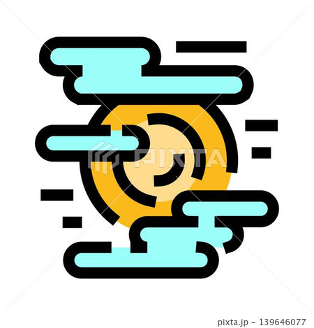 Sun behind clouds and mist icon Sun behind clouds and mist icon 139646077