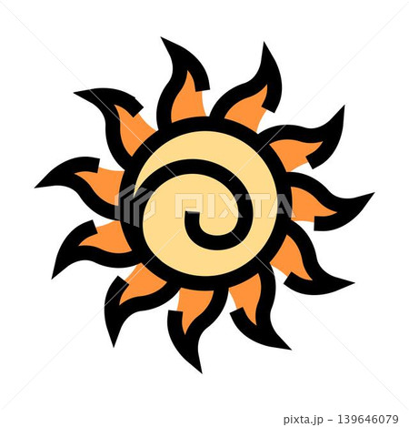 Stylized sun symbol representing energy and bright warmth Stylized sun symbol representing energy and bright warmth 139646079