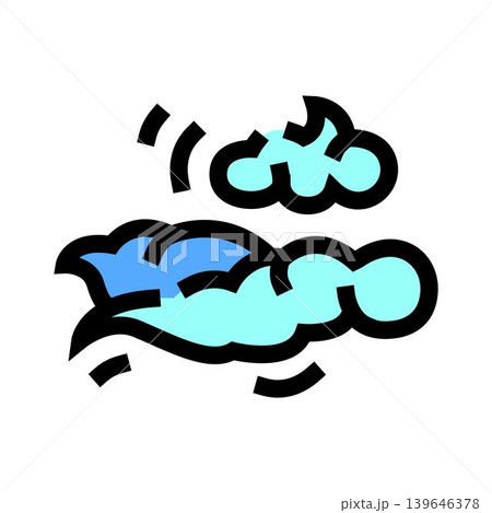 Clouds moving in wind presenting weather forecast symbol 139646378
