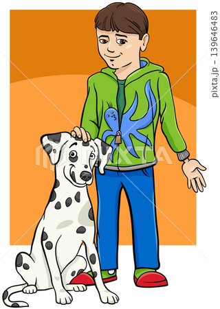 cartoon boy with his dalmatian dog 139646483