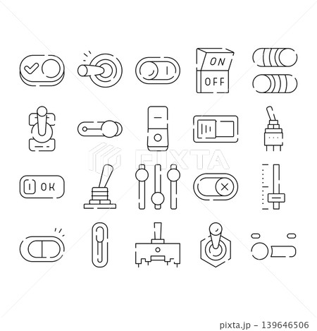 Collection of outline icons representing user interface controls Collection of outline icons representing user interface controls 139646506