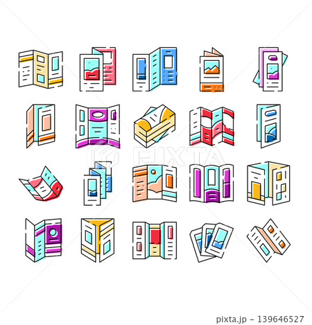 Marketing brochure and booklet icons collection Marketing brochure and booklet icons collection 139646527