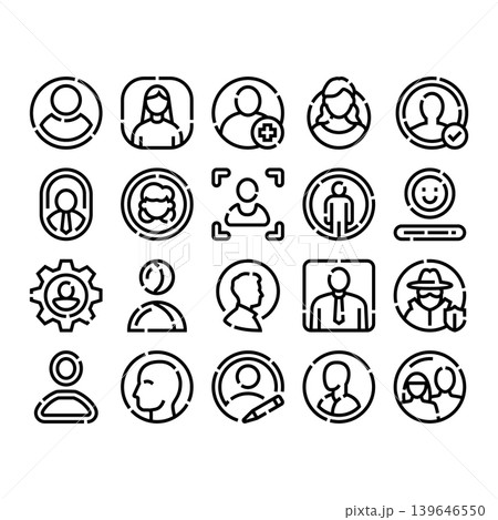User account profile symbols collection vector illustration User account profile symbols collection vector illustration 139646550