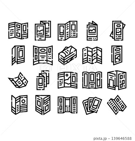 Brochure and leaflet advertising line icons collection Brochure and leaflet advertising line icons collection 139646588