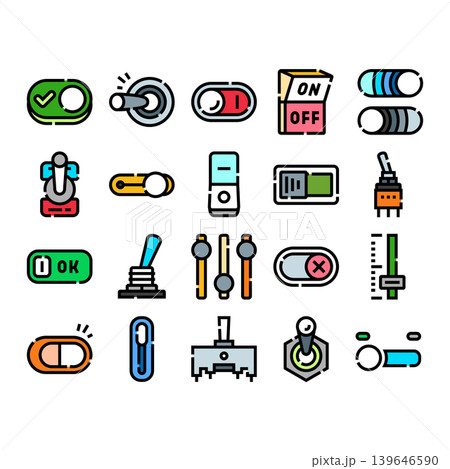 User interface toggles and electrical control switches collection 139646590