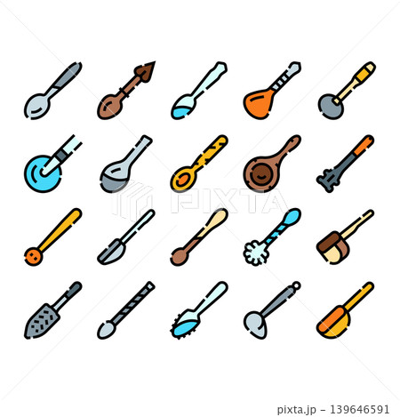 Kitchen spoons eating cooking utensil flatware collection Kitchen spoons eating cooking utensil flatware collection 139646591