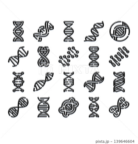 Dna double helix icon set for genetics research Dna double helix icon set for genetics research 139646604