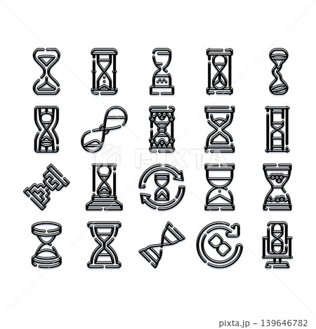 Hourglass time measurement line icons collection Hourglass time measurement line icons collection 139646782
