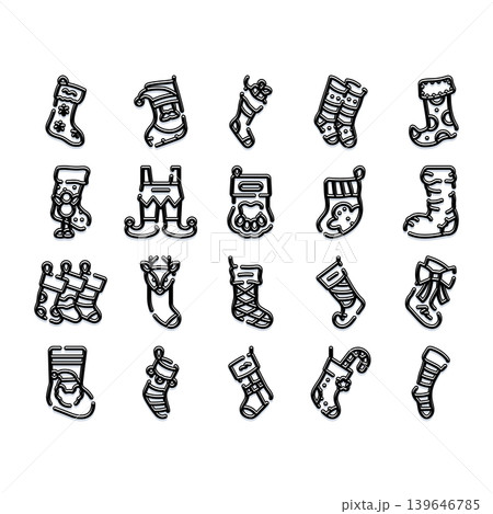 Christmas stockings line art collection celebrating holiday season 139646785