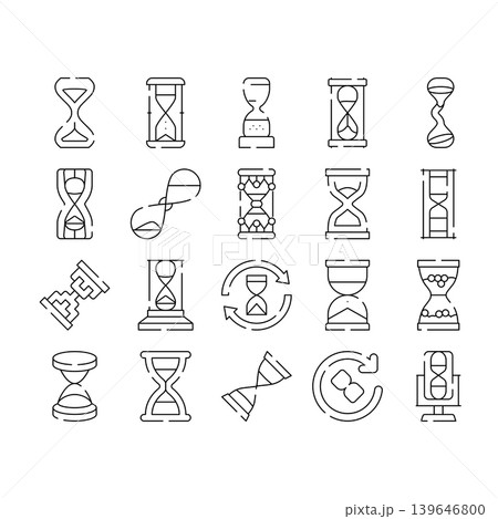 Hourglass time measurement icons collection concept Hourglass time measurement icons collection concept 139646800