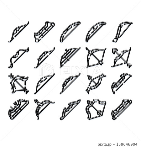 Archery bow and arrow outline icons collection Archery bow and arrow outline icons collection 139646904