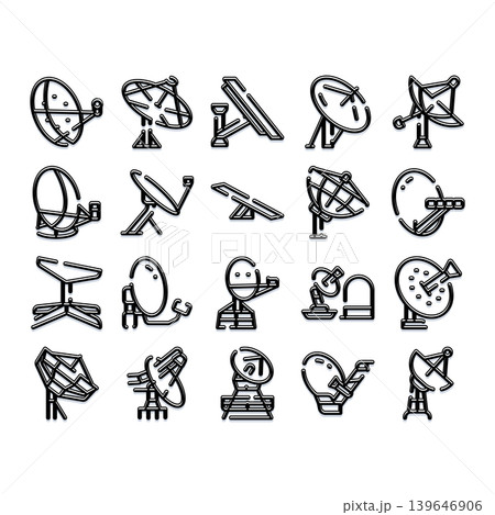 Satellite antenna dishes receiving sending communication signals Satellite antenna dishes receiving sending communication signals 139646906