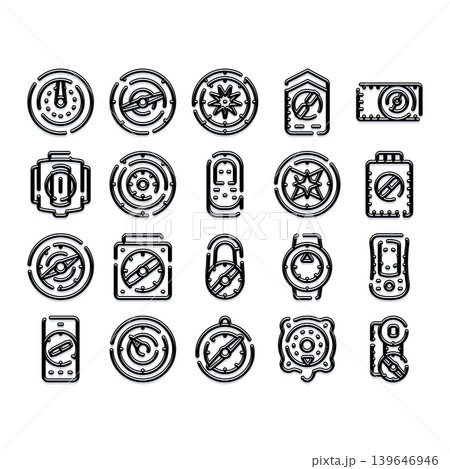 Compass icon set guiding direction and exploration 139646946