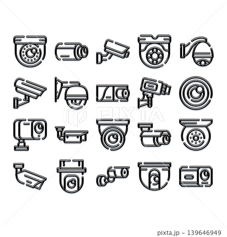 Security camera surveillance system icons set Security camera surveillance system icons set 139646949
