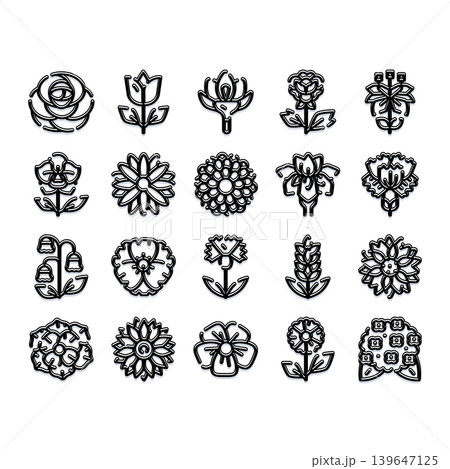 Collection of outline flower icons for design projects Collection of outline flower icons for design projects 139647125