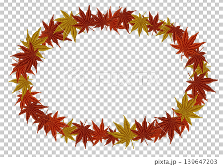 【紅葉の横フレーム】手刺繍イラスト素材 【紅葉の横フレーム】手刺繍イラスト素材 139647203