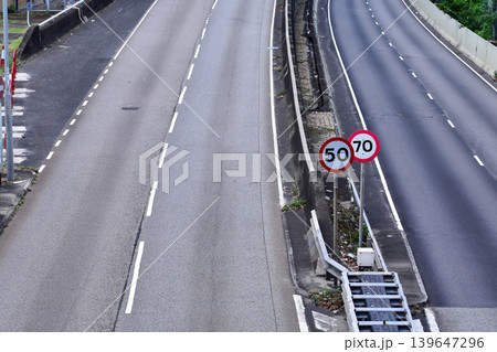 The scene of Hong Kong road. Hong Kong cityscape. Transportation concept. 139647296